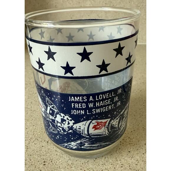 VTG LIBBEY APOLLO 11-12-13 MOON MISSION GLASSES SET Armstrong Swigert Aldrin - Picture 2 of 9